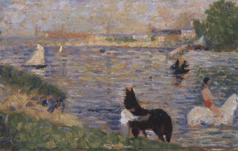 Georges Seurat Horses in the Seine